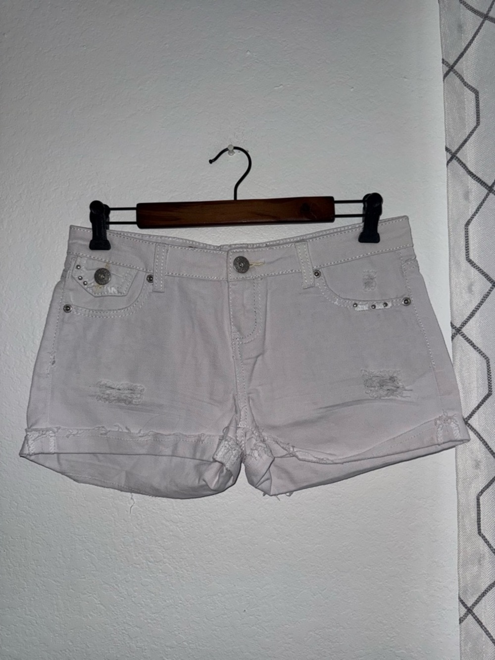 White Women's Distressed Denim Shorts
